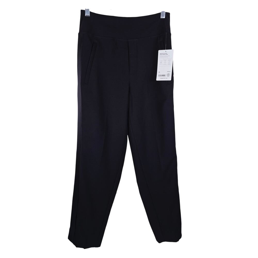 ATHLETA Black Endless Satin Side Stripe Athletic Pants Women's 2 NWT